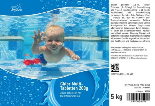 Chlor Multi-Tabletten 5 kg Birke Wellness Poolchemie